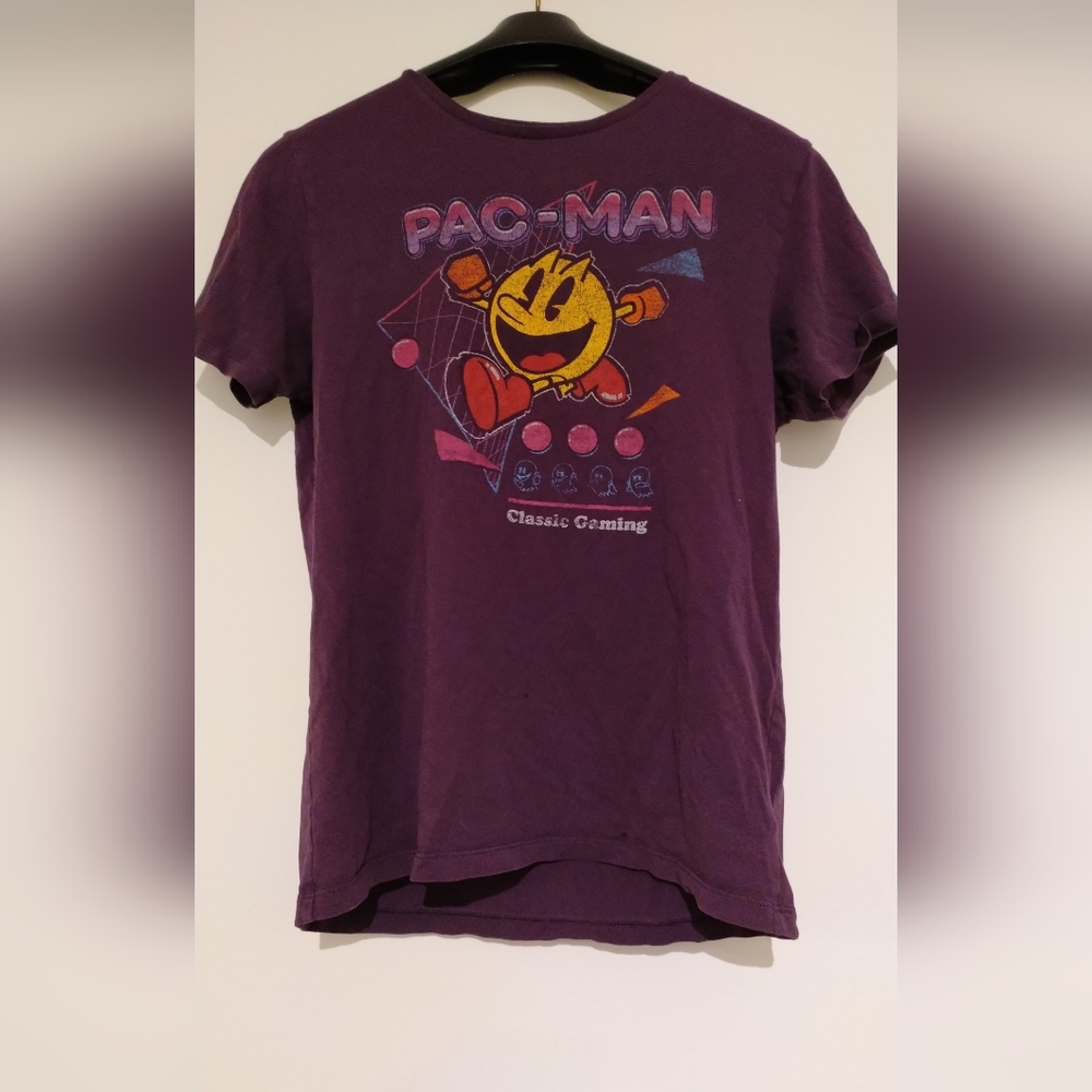 Vintage Pac-Man Classic Gaming Purple T-Shirt Small